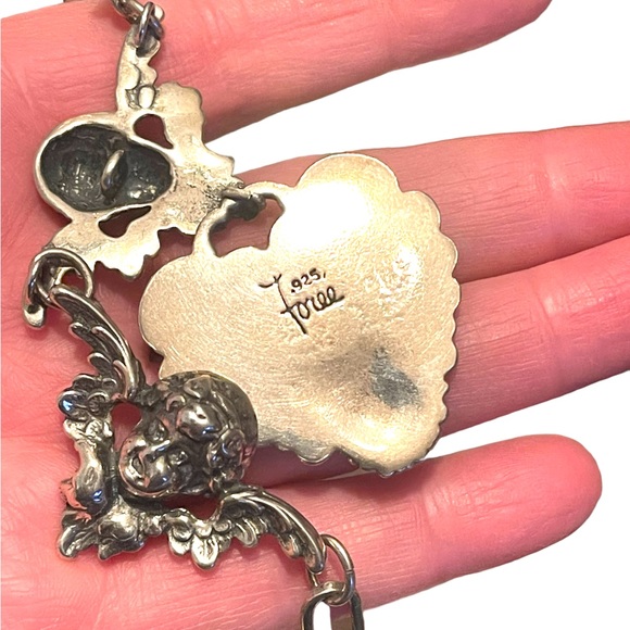 Vintage Art Deco Victorian T Foree Hunsicker Cherub Angel Sterling necklace RARE - Picture 7 of 16